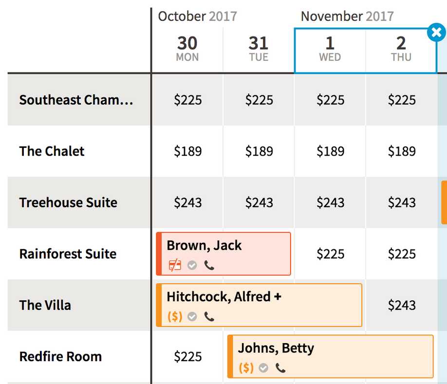 reservation calendar displaying blue border around selected dates indicating Sort by Availability is in use